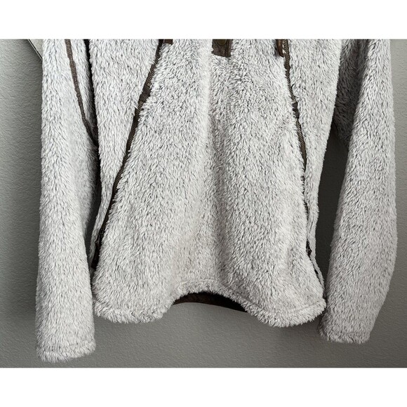 Kuhl Flight Women's S Fleece Pullover Jacket Stowaway Hood Stone - Picture 3 of 12